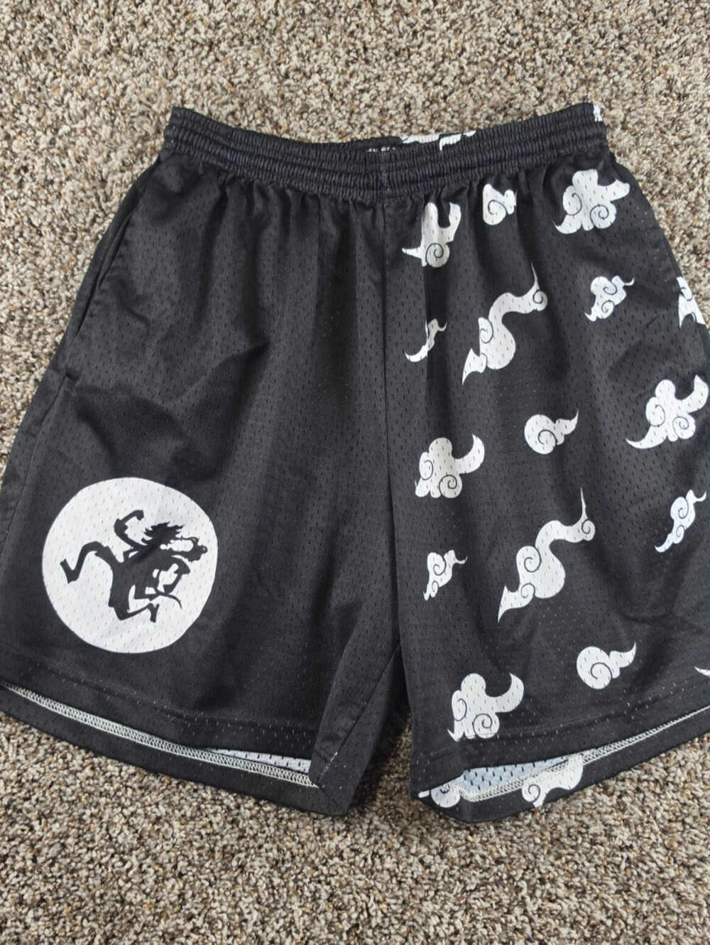 Some Slight Clothing Mens Sz XL Sun God Athletic Gym Shorts Black White Mesh